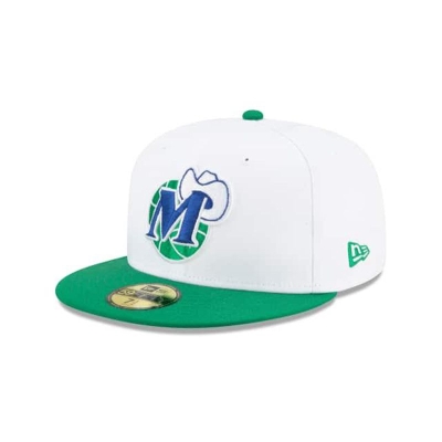 White Dallas Mavericks Hat - New Era NBA Hardwood Classic Nights 59FIFTY Fitted Caps USA6428130